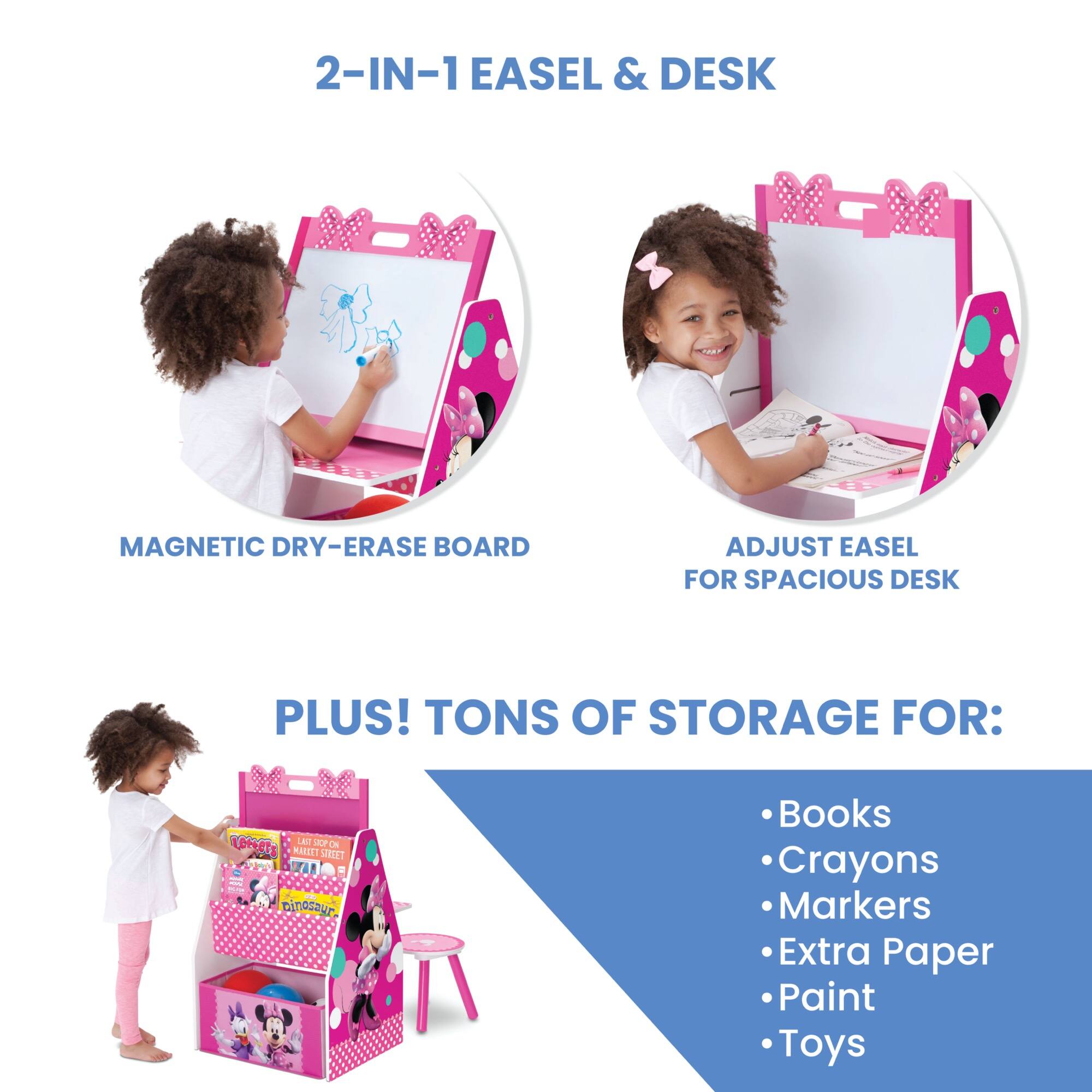 Delta Children Minnie Mouse Deluxe Kids Art Table & Easel